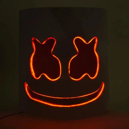 Halloween Light Up Mask Full Face LED Neon Marshmallow Mask Headgear Luminous DJ Music Festival Props Cosplay Rave Party Mask