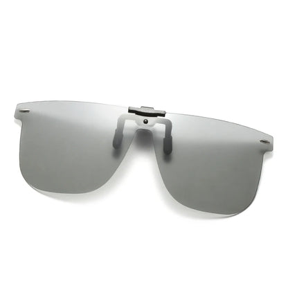 HOOLDW Men Polarized Photochromic Flip Up Clip on Sunglasses Fishing Driving Anti Glare Night Vision Glasses UV400 Women Eyewear
