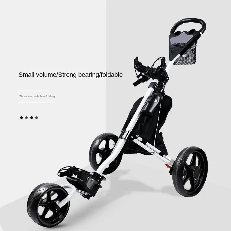 Golf Push Cart - 3 Wheel Golf Cart for Easy Transport & Storage Foldable, Detachable, Quick to Open&Close, With Foot Brake