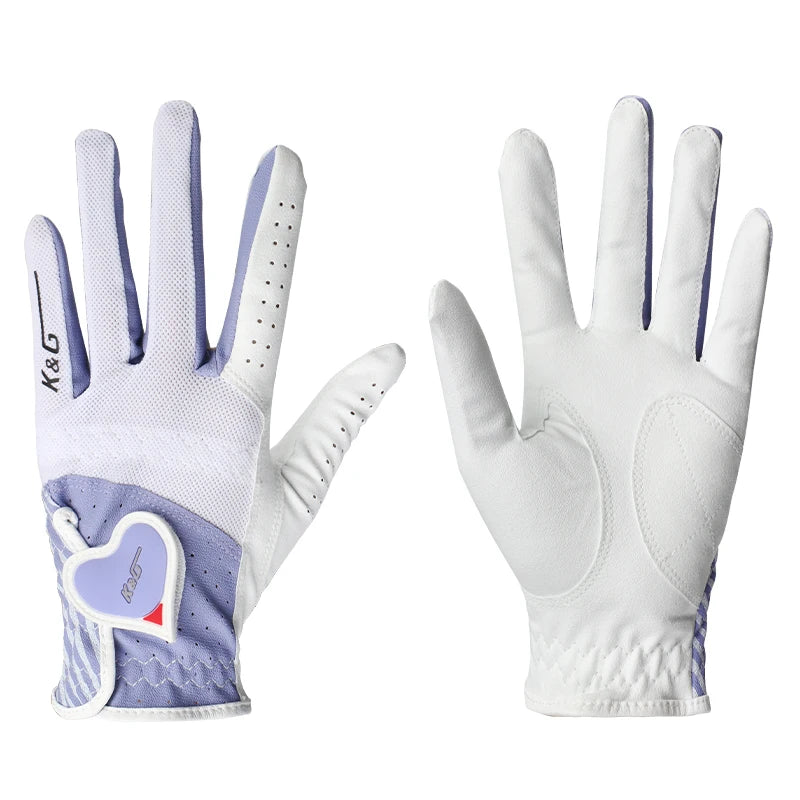 New 1 Pair Golf Gloves Woman PU Leather Soft Gloves Ladies Anti-Slip Granules Sports Mittens Elegant Right Left Hand Golf Aids