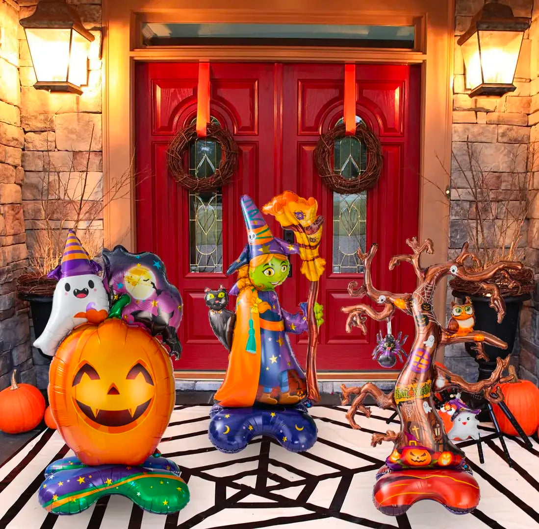 Halloween Decoration Balloons Large Witch Ghost Grim Reaper Tombstone Pumpkin Inflatable Foil Balloon Halloween Party Supplies