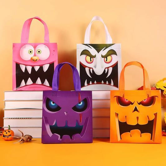 4/8/12 Pcs Non-Woven Pumpkin Ghost Handbag for Halloween Ghost Festival Prank Party Candy Gift Storage Packaging Supplies