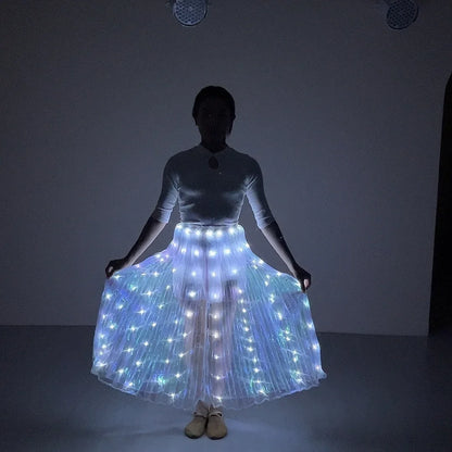 Light Up Skirt for Women LED Long Tutu for Girls Glow Dance Performance Outfits Rave Clothes Halloween Christmas Party Supplies