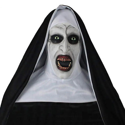1 Set Halloween Headgear Scary Nun Emulsion Headgear Halloween Thriller Cosplay Costume the Horror Scary Nun Latex Mask Party