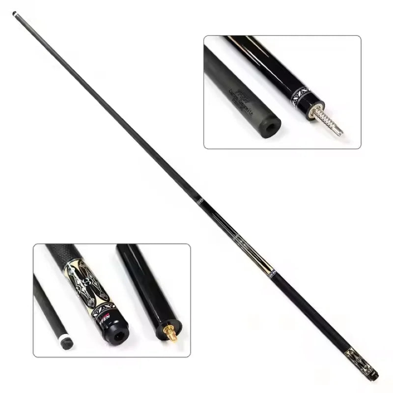 Superior Quality Yfen Handmade 1/2-Pc Carbon Fiber Shaft Maple Wood Butt Billiard Pool Cue 12.5mm Tip With Extension