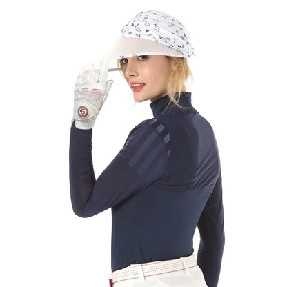 2 Pcs Cabretta Leather Golf Gloves Women With Bling Ball Marker Extra Grip Left Right Hand Pink Fit Ladies Girls Golfer