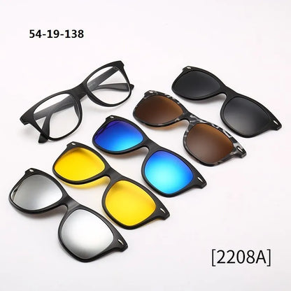 6 in 1 Custom Men Women Polarized Optical Magnetic Sunglasse Magnet Clip on Sunglasses Polarization Clip on Sun Glasses Frame