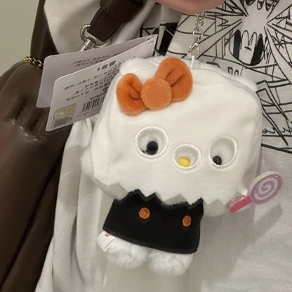 Kawaii Hello Kitty Plush Toy Keychain Halloween Ghost Anime Headband Removable Stuffed Bag Pendant Girl Accessories Doll Gift