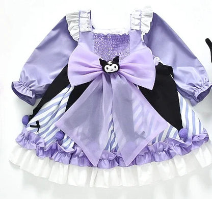 Sanrio Anime Cinnamoroll My Melody Girl's Cosplay Dress Cartoon Academy Style Pleated Skirt Princess Clothes Girl Birthday Gift