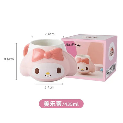 MINISO Sanrio Kuromi Creative Fun Embossed Mug Blanket Bear Yukui Dog Cute Soft Cute Shaped Ceramic Mugs