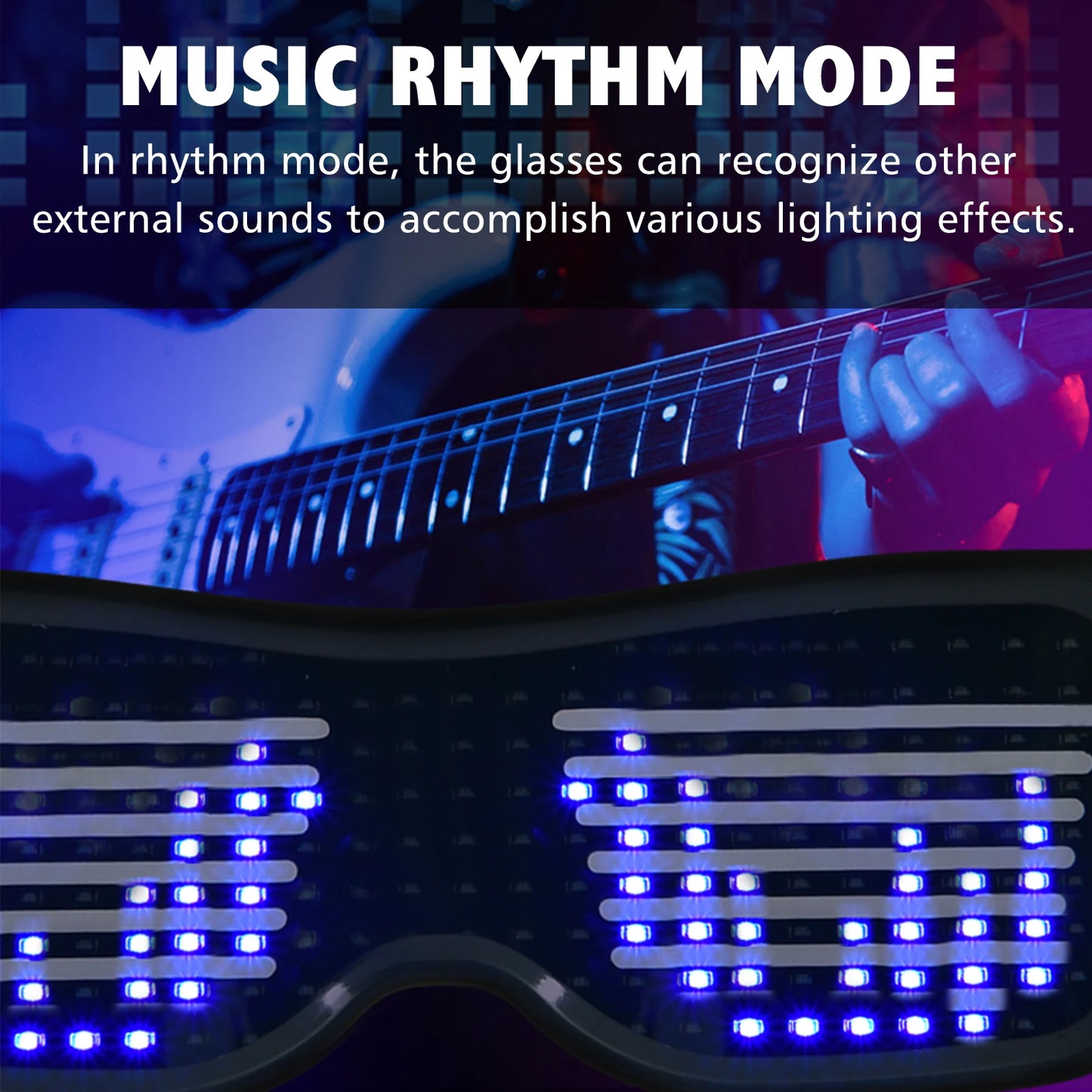 BT LED Glasses Customizable Colorful Light Glow Glasses DIY Messages Glow Toys for Halloween Party Rave Music Festival