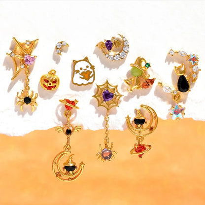 New Halloween Gothic Cute Oil Drip Pumpkin Ghost Skull Stud Earrings for Women Fashion Jewelry Gift Wholesale