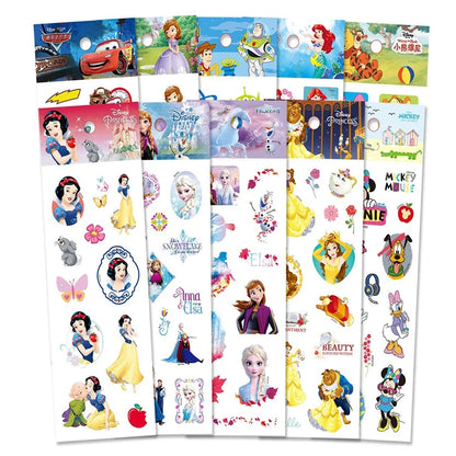 3/6/12Sheets Cute Disney Cartoon 3D Bubble Sticker Princess Mickey Mouse Cars Decals Kawaii Reward 3D Puffy Sticker for Kids Toy