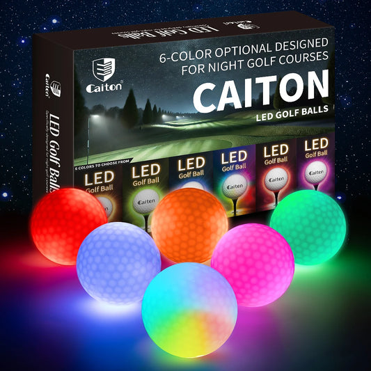 Caiton Night Glow Golf Balls – Set of 6 High-Visibility, Impact-Activated Balls for Nighttime Play, Perfect Gift for Golf Lovers