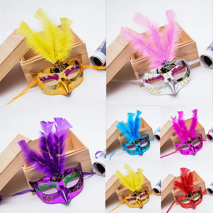 Feather LED Glowing Masks Venice Carnival Halloween Christmas Light Up Masks Masquerade Birthday Wedding Party Cosplay Costume