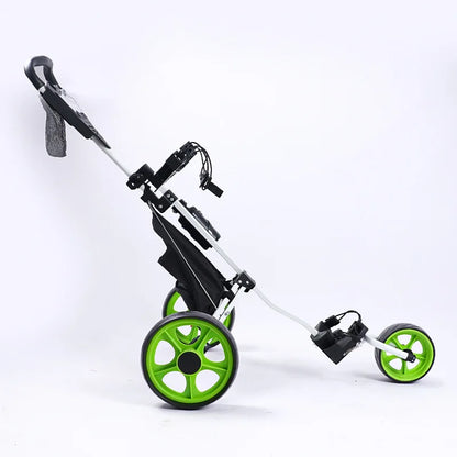 Golf Push Cart - 3 Wheel Golf Cart for Easy Transport & Storage Foldable, Detachable, Quick to Open&Close, With Foot Brake