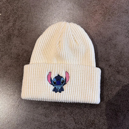Disney Stitch Knitted Hat Embroidered Anime Cute Cartoon Lilo & Stitch Autumn Winter Kids Warm Pullover Hat Christmas Gift Toys