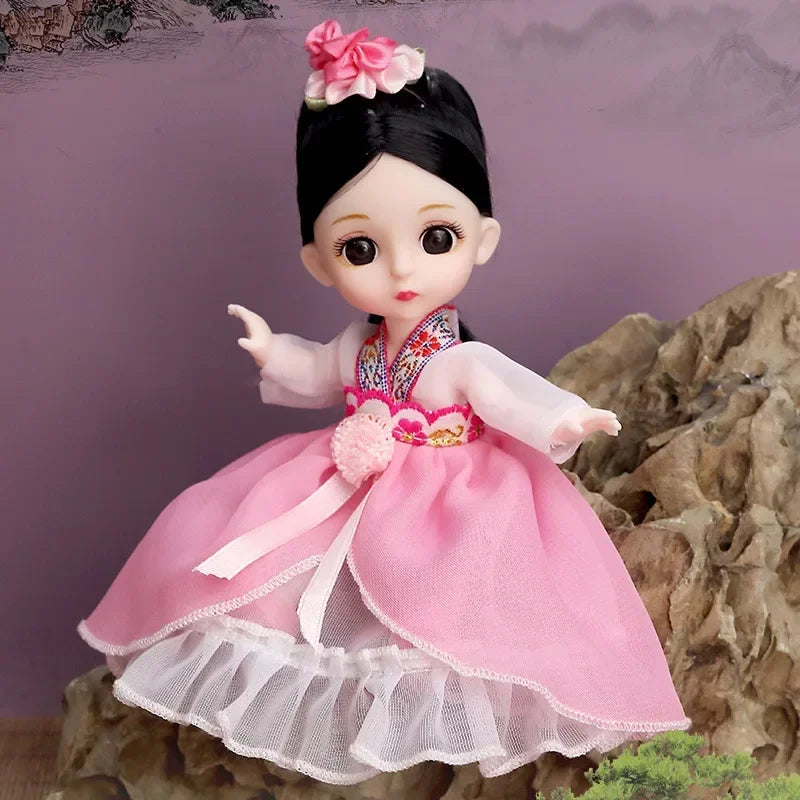 New 16 Cm BJD Mini Doll 13 Movable Joint Girl Baby 3D Big Eyes Beautiful DIY Toy Doll With Clothes Dress Up 1/12 Fashion Doll