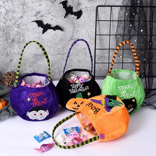 Cute Halloween Portable Pumpkin Bag Trick or Treat Kids Candy  Happy  Day Gift  Backpack Shoulder