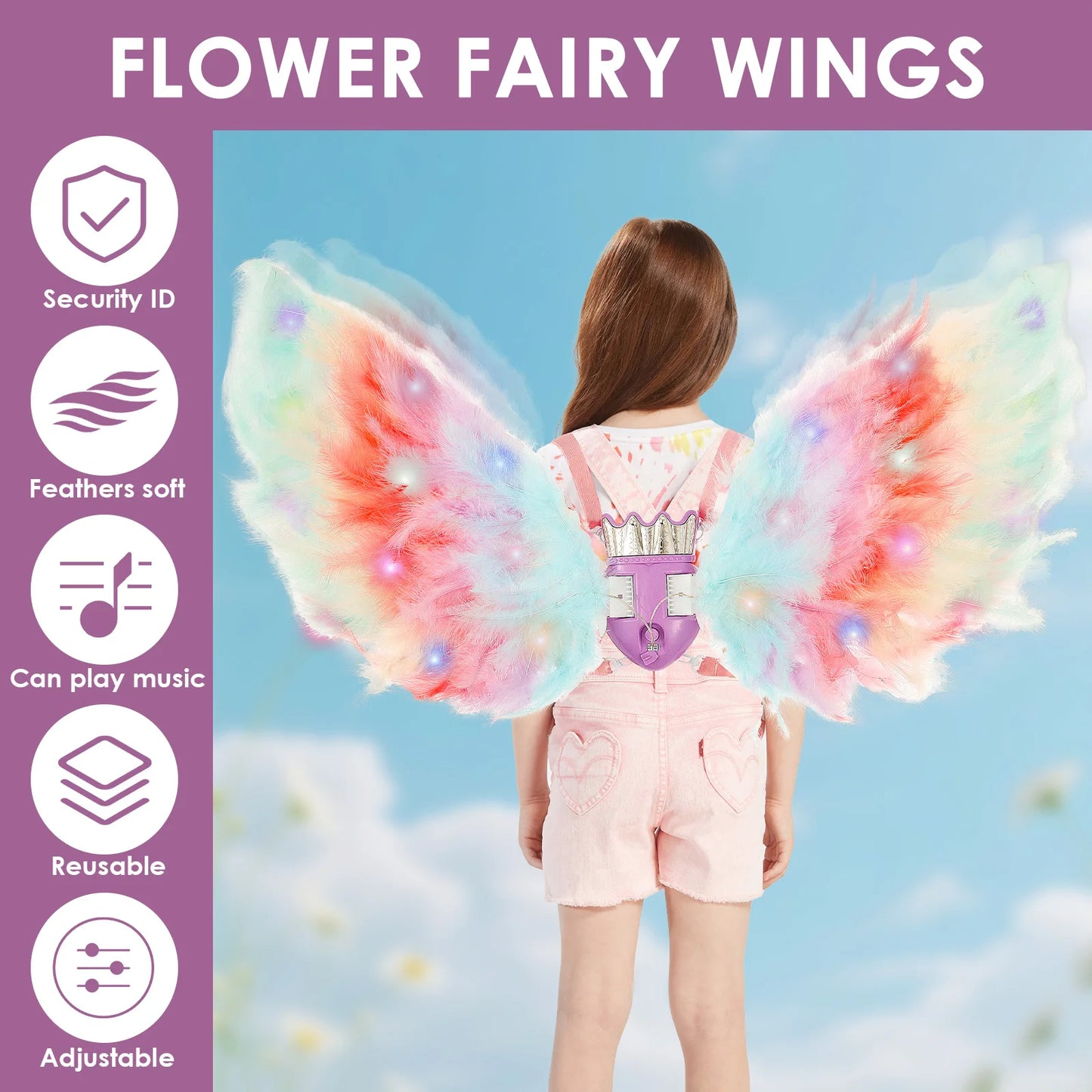 Fairy Wings LED Angel Wings Butterfly Wing Sparkling Sheer Wings Butterfly Fairy Halloween Costume Angel Wings for Women Kids