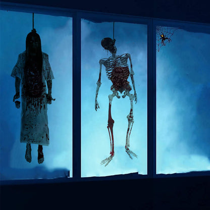 Halloween Skeleton Ghost Window Sticker Horror Female Ghost Window Clings Decals Bloody Skull Wall Sticker Halloween Party Decor