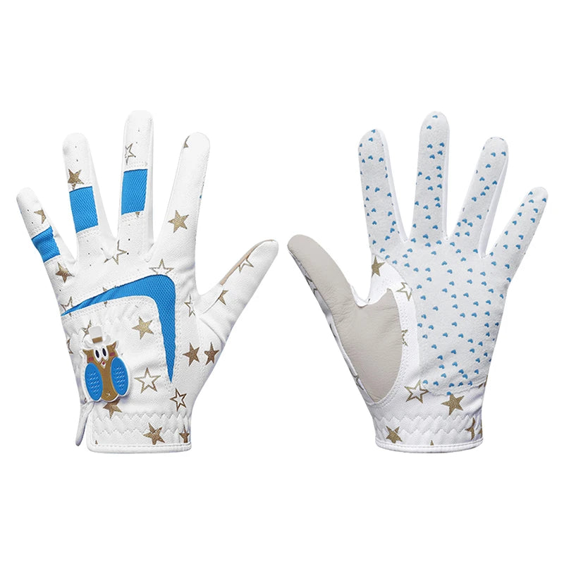 Children's Golf Gloves Deerskin Golf Gloves Kid Youth Breathable Fiber Layer Soft Comfortable Anti-Slip Outdoor Training Present