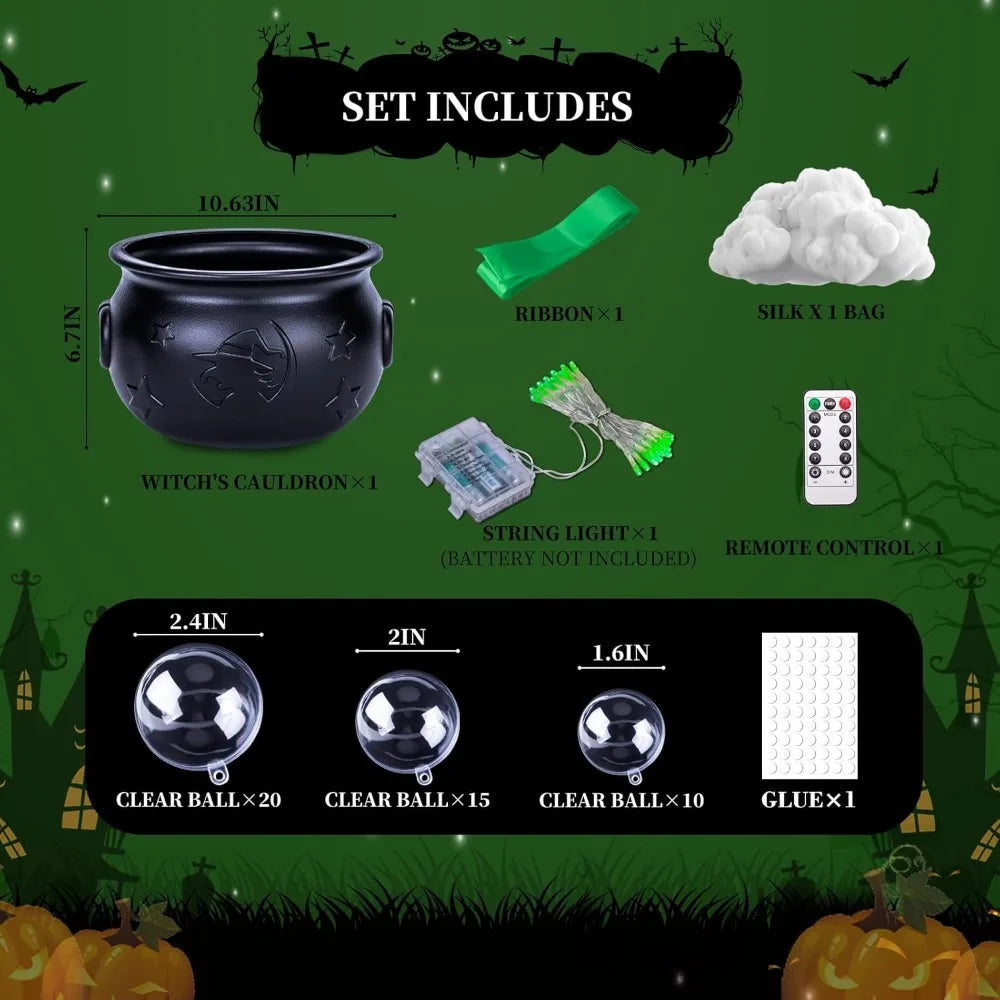 Halloween Decorations Indoor-Green Light Bubble Witch Cauldron Diy,plastic Cauldron Pot, Black Witches Cauldron,halloween Kitch