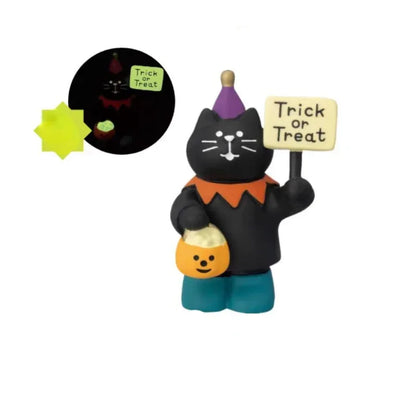 2024 Halloween Pumpkin Miniature Night Light Cat Scene Props Decoration Luminous Resin Small Ornament Trendy Play Creative Gift