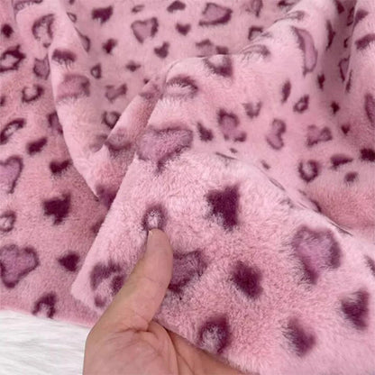 Good Pink Soft Mink Rabbit Faux Fur Fabric Love Leopard Dots Print Short Plush Coat Fabric Sewing Diy Warm Outerwear/Blanket