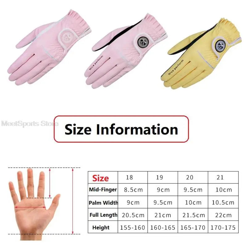 Ttygj 1 Pair Golf Gloves Woman PU Leather Soft Gloves Ladies Anti-Slip Granules Sports Mittens Elegant Right Left Hand Golf Aids