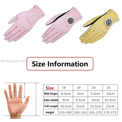 Ttygj 1 Pair Golf Gloves Woman PU Leather Soft Gloves Ladies Anti-Slip Granules Sports Mittens Elegant Right Left Hand Golf Aids