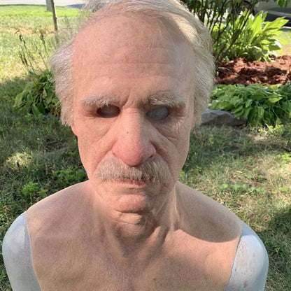American TV Series Deadly Poison Master Old White Mask Bald Old Man Latex Head Cover Halloween Cosplay Funny Prop