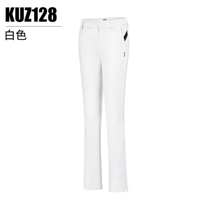 PGM Women Summer Golf Pants Ankles Cropped Fit Slim Elastic Flared Trousers Zip Pocket Waterproof Lady Golf Clothing KUZ128