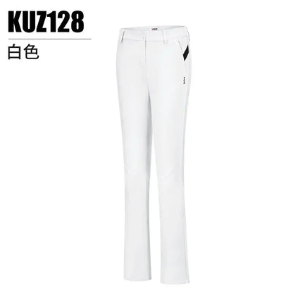 PGM Women Summer Golf Pants Ankles Cropped Fit Slim Elastic Flared Trousers Zip Pocket Waterproof Lady Golf Clothing KUZ128