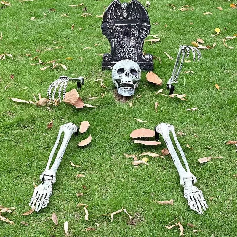 Halloween Decorations Home Decor Skeleton Head Outdoor Scary Props Realistic Skull & Hands Yard Prank Festivals Party Supplies