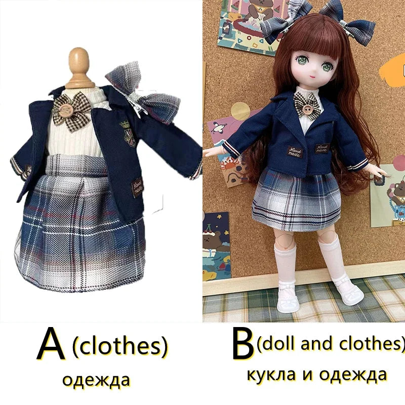 Fashion 30cm BJD Doll Anime Face Two-Dimensional Princess Doll (B) or Dress Up Clothes (A) Accessories Kids Girls Doll Toy Gift