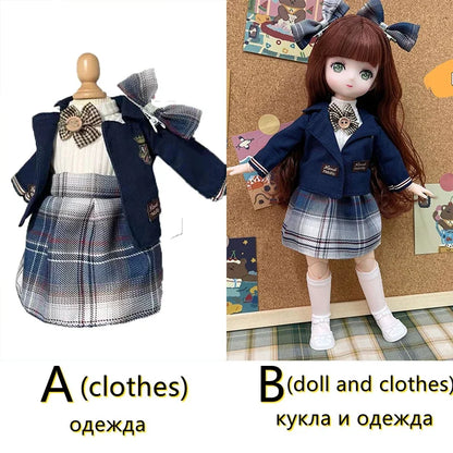 Fashion 30cm BJD Doll Anime Face Two-Dimensional Princess Doll (B) or Dress Up Clothes (A) Accessories Kids Girls Doll Toy Gift