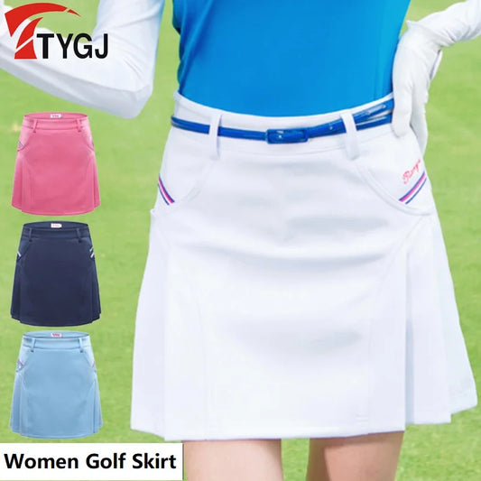 TTYGJ Women Pleated Golf Skirt High Waist Slim Tennis Skirt Breathable Outdoors Running Fitness Skorts  Built Safety Shorts