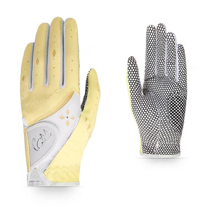Golf Women's Gloves PU Leather Left and Right Hands 1 Pair of Anti Slip Particles With Breathable Outdoor Sports Gloves