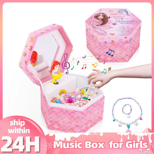 Kids Music Jewelry Box With Spinning Doll Cute Mermaid Unicorn Music  Box for Kids Girls Birthday New Year Christmas Decor Gifts
