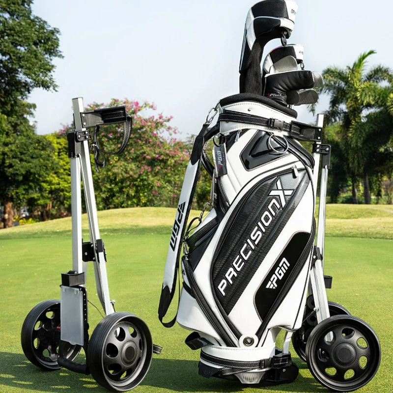 PGM Two-Wheel Golf Cart Golf Course Smooth and Silent Wheels Multifunctional Panel Foldable Push-Pull Golf Cart QC002