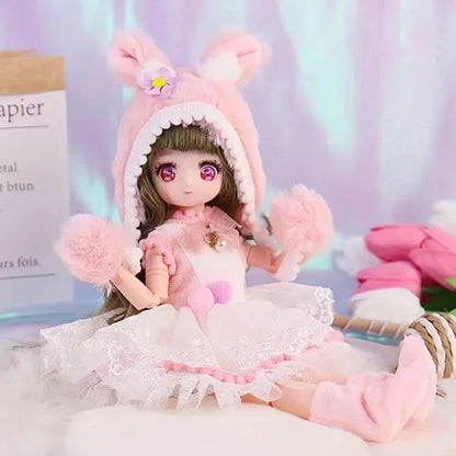 1/6 Bjd Dolls for Girls Hinged Doll 30 Cm With Clothes Blonde Brown Eyed Articulated Toys for Children Spherical Joint Playsets