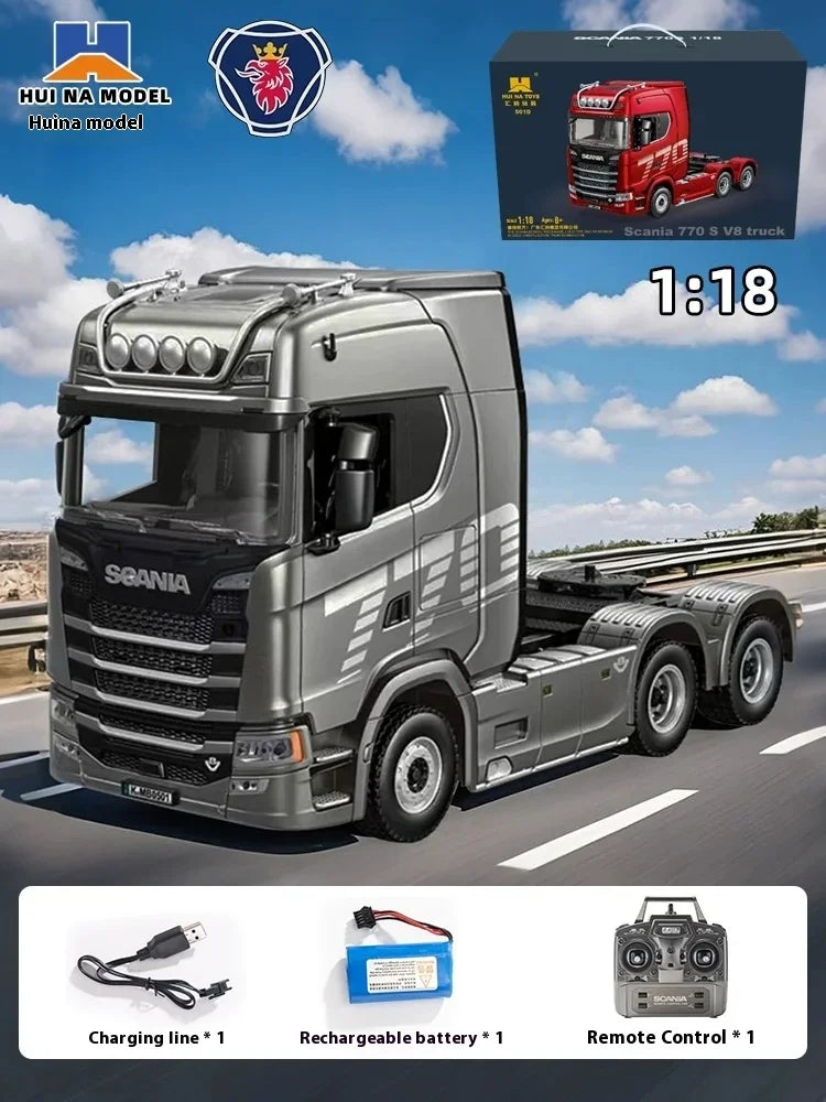 Huina Scania 770s 1:18 Scale RC Tractor Alloy Model Full Proportional Throttle 4WD 19 Channel Remote Control Car Toy for Kids