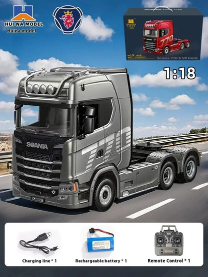 Huina Scania 770s 1:18 Scale RC Tractor Alloy Model Full Proportional Throttle 4WD 19 Channel Remote Control Car Toy for Kids