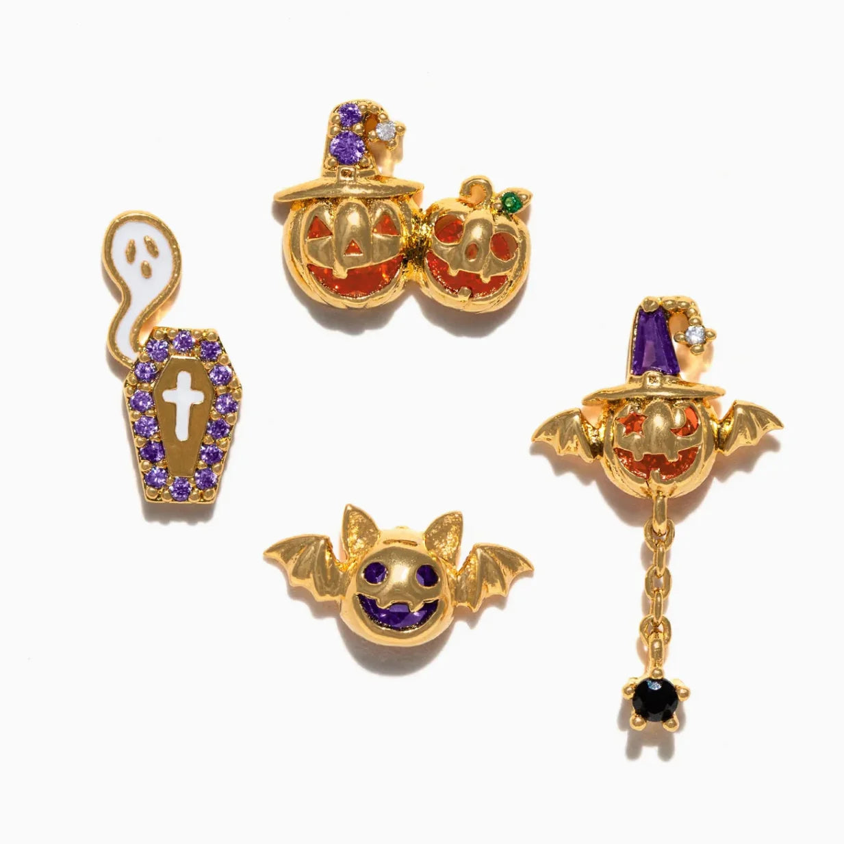 New Halloween Gothic Cute Oil Drip Pumpkin Ghost Skull Stud Earrings for Women Fashion Jewelry Gift Wholesale