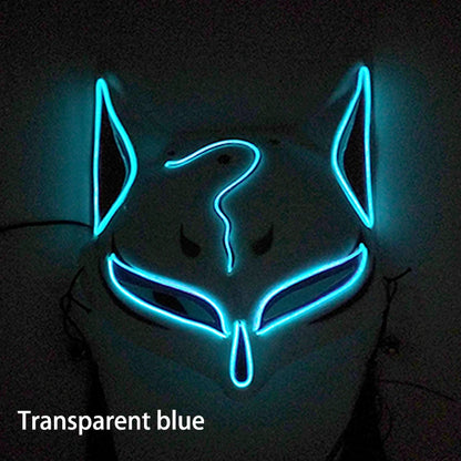 Glowing  Demon Slayer Mask Cosplay Japanese Cartoon Neon Light Samurai Mascara Luminous Led Fox Mask for Halloween Christmas