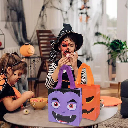 1-20pc Halloween Non-Woven Treat Bags Pumpkin Ghost Bat Mummy Monster Cat Pattern Totes Bag Trick or Treat Halloween Party Favor