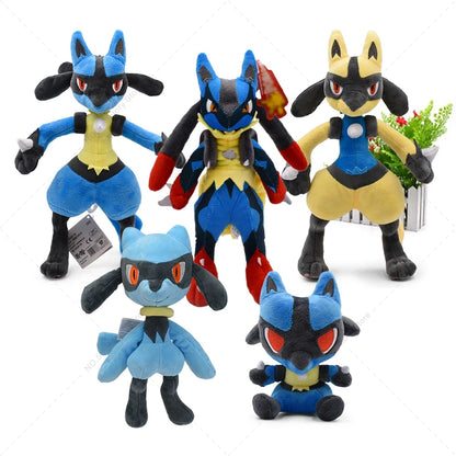 16-31cm Pokemon Standing Lucario Shiny Plush Doll Cute Mega Riolu Animal Stuffed Quality Peluche Toy Children Halloween Gifts