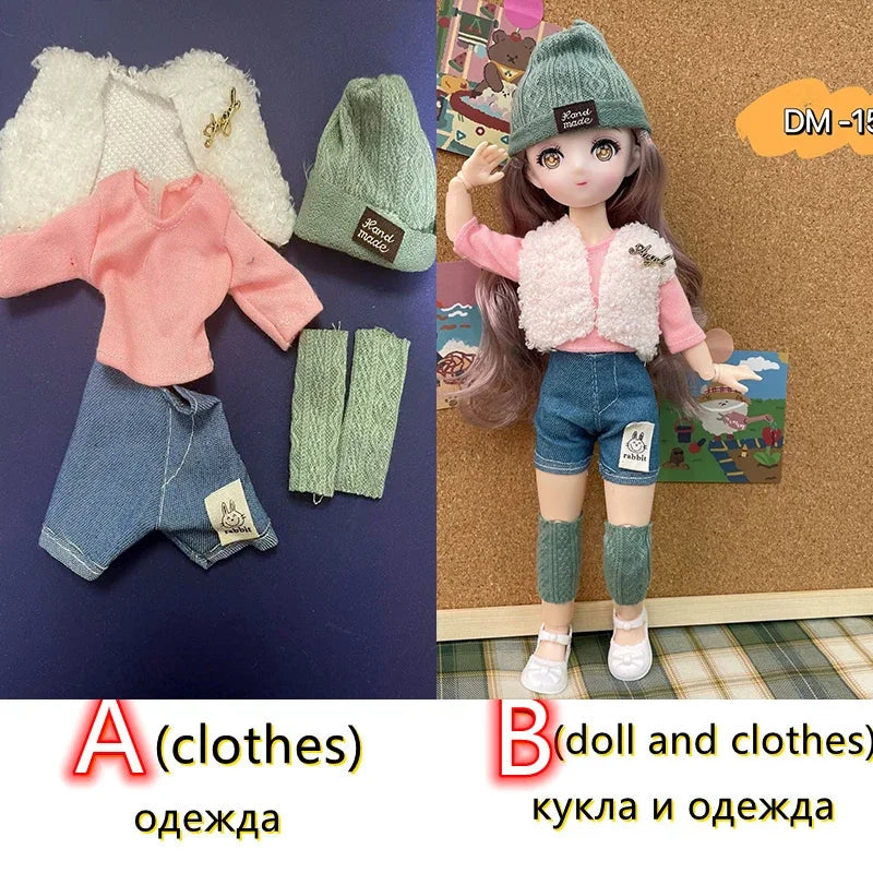 Fashion 30cm BJD Doll Anime Face Two-Dimensional Princess Doll (B) or Dress Up Clothes (A) Accessories Kids Girls Doll Toy Gift