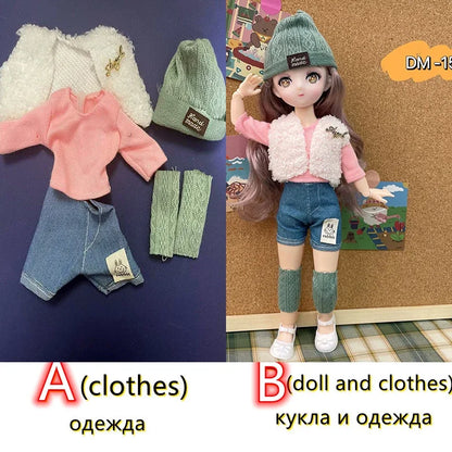 Fashion 30cm BJD Doll Anime Face Two-Dimensional Princess Doll (B) or Dress Up Clothes (A) Accessories Kids Girls Doll Toy Gift